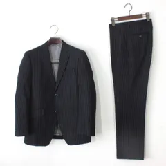 39【極美品】オリヒカ スーツ Y4 メンズ スリム体 M ネイビー 紺 イタリア製生地使用 ストライプ ★未使用に近い★ ORIHICA 春夏