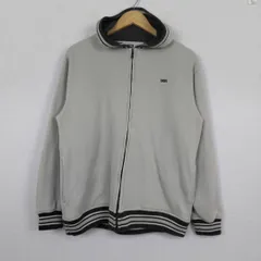 00s VANS バンズ フルジップ スウェット パーカー ロゴ刺繍 グレー Mサイズ メンズ 古着 ストリート アメカジ