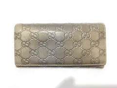 [七重浜85-2-080125nh] GUCCI グッチ フラップ 長財布 グッチシマ GG 型押し 146229 [中古] [メンズ]