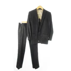 ジェネティックマニピュレーション GENETIC MANIPULATION Shinichiro Kuriya シングルスーツ 2点セット セットアップ テーラードジャケット 背抜き スラックス ストレート 麻 リネン混 サイドライン M 黒