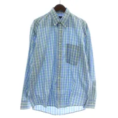バーバリー ロンドン BURBERRY LONDON ボタンダウンシャツ 長袖 チェック柄 総柄 M 青 ブルー /XZ ■GY03