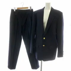 ポロ バイ ラルフローレン Polo by Ralph Lauren ヴィンテージ シングル パンツスーツ セットアップ 上下 2点 セット 紺ブレ テーラード ジャケット 背抜き センターベント 金ボタン スラックス テーパード ウール 紺 ネイビー