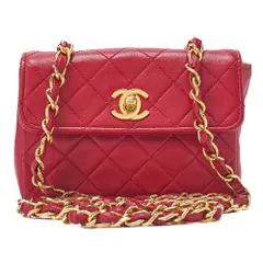 CHANEL シャネル   チェーンショルダー バッグ 　ミニミニマトラッセ　ラムスキン  赤　シングルフラップ 　　ゴールド金具 　レディース【中古】【送料無料】