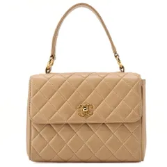 CHANEL シャネル   ハンドバック　マトラッセ　ビジュココマーク　シングル　ラムスキン　ベージュ　ゴールド金具　ブランド【中古】【送料無料】