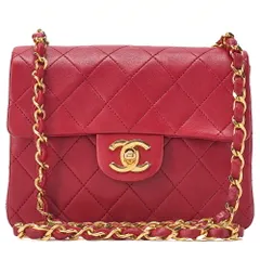 CHANEL シャネル   チェーンショルダー バッグ 　ミニマトラッセ 　ラムスキン　赤　ゴールド金具 　レディース【中古】【送料無料】