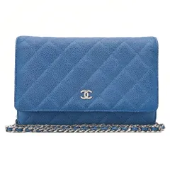 CHANEL シャネル　マトラッセ　チェーンウォレット　キャビアスキン　ブルー　シルバー金具　ブランド【中古】【送料無料】
