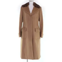 極美品☆Max Mara マックスマーラ キャメル100% 襟ミンクファー付 ロング丈 コート キャメル 40 イタリア製 正規品 レディース