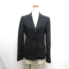 イネド INED ストライプ柄 ウール 1B テーラード ジャケット 9 黒 ブラック 裏地付き 日本製