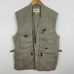 90s Eddie Bauer エディーバウアー ベスト フルジップ ベージュ Mサイズ メンズ 古着 ユーティリティ アメカジ