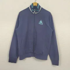 le coq sportif ルコックスポルティフ スウェット ジップアップ ジャケット ロゴ刺繍 ネイビー Oサイズ メンズ 古着 スポーツMIX ストリート