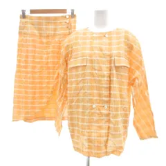 クリスチャンディオール Christian Dior スポーツ sports ヴィンテージ セットアップ シャツジャケット スカート リネン混 チェック柄 M オレンジ /UO ■GY18