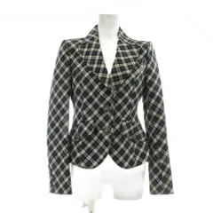 バーバリーブルーレーベル BURBERRY BLUE LABEL テーラードジャケット シングル 2B 背抜き 肩パッド センターベント チェック柄 銀ボタン 36 S マルチカラー /XZ ■GY18