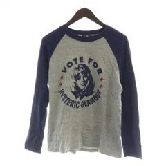 ヒステリックグラマー HYSTERIC GLAMOUR ラグランTシャツ カットソー 長袖 プリント ロゴ S グレー 紺 ネイビー ■GY35 /MQ