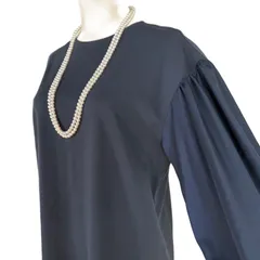 新品✨アンタイトル　ロングワンピース　ネイビー　 パフスリーブ　高級感シルエット