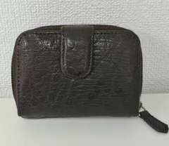 Ｍ【未使用保管品・美品】最終値下価格 オーストリッチ風 コンパクトウォレット 小銭入れ カード入れ ダークブラウン  大容量