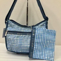 9153　LeSportsac レスポートサック　ショルダーバッグ　クラシックホーボー　水色　ライトブルー　ブロック　チェック　レディース　軽量　シンプル　カジュアル
