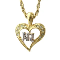 ニナリッチ NINA RICCI ネックレス アクセサリー ペンダント ロゴ ラインストーン ハート ゴールド色 ■GY11 /MQ