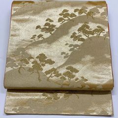 袋帯 白地 幾何学模様 金糸 銀糸 モダン - メルカリ