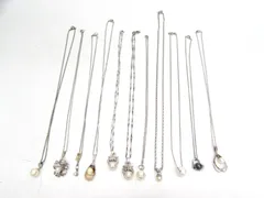 真珠 パール フェイクパール コットンパール ネックレス 11点 おまとめセット エレガント シルバー色 チェーン アクセサリー 服飾小物 保管32