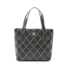 シャネル CHANEL トートバッグ ワイルドステッチ ブラック レザー ワイルドステッチ トートバッグ レディース Used B