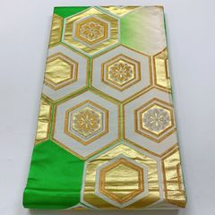 袋帯 正絹 六通柄 金銀糸 華紋 420cm 袋帯 金銀糸 六通柄 華紋 幾何学模様 - メルカリ