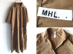 MHL. マーガレットハウエル GARMENT DYE BASIC POPLIN 製品染め コットンポプリン プルオーバー シャツワンピース 2 ゆったり
