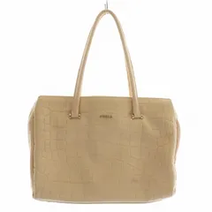 フルラ FURLA ハンドバッグ トート クロコ型押し レザー ロゴ ゴールド金具 ピンク /XZ ■GY18