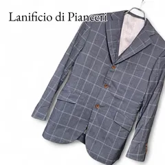 Lanificio di Pianceri ラニフィシオディピアンシェリ  ジャケット・ジレ グレー チェック メンズ アウター テーラードジャケット 2点セット ビジネス カジュアル Sサイズ相当 177KJ