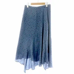 マカフィー MACPHEE トゥモローランド フレアスカート ロング 総柄 レオパード柄 ヒョウ柄 総裏地 34 S 青 ブルー 紺 ネイビー ピンク /MP ■GY19