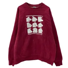 USA製 FRUIT OF THE LOOM プリントスウェット トレーナー XL ワインレッド フルーツオブザルーム プルオーバー スウェット 秋物 a802-5201