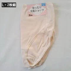 【L】【2枚組】レディース　ショーツ　2枚組　シンプル下着　無地下着　無地　ショーツ　丈長ショーツ　ゆったり　婦人下着　女性用ショーツ　ベージュ系　☆㉝