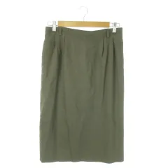 レリアン Leilian ミモレスカート ロング タイト ウール 大きいサイズ 13+ 緑 グリーン /AO26