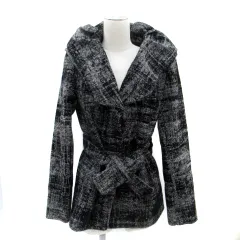 ザラ ベーシック ZARA BASIC ショールカラーコート ショート丈 ウール混 S グレー /SM3