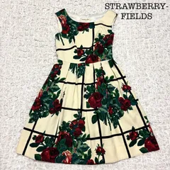 STRAWBERRY-FIELDS ストロベリーフィールズ バラ柄　ワンピース　Aライン　ノースリーブ　アイボリー