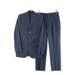 LOUIS VUITTON (ルイヴィトン) セットアップスーツ ストライプ総柄 ウール 3B テーラードジャケット 1タック スラックスパンツ ネイビー V8201/SZ7