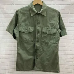 コットンサテンユーティリティシャツ / 古着/ミリタリー / 半袖シャツ / モスグリーン