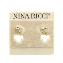 ニナリッチ NINA RICCI イヤリング アクセサリー 両耳用 ロゴ ラインストーン ゴールド色 ■GY18 /MQ