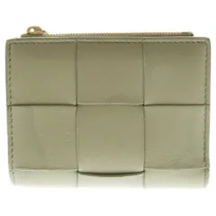 BOTTEGA VENETA (ボッテガヴェネタ) マキシイントレチャート カセット コンパクトウォレット 二つ折り財布 コインケース ライトグリーン レザー ゴールド金具