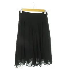 マーガレットハウエル MARGARET HOWELL スカート フレア ミモレ ロング 絹 シルク ギャザー 1 S 黒 ブラック /AO21