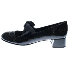 miumiu (ミュウミュウ) パテントレザー リボンモチーフヒールパンプス ブラック