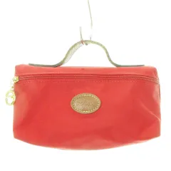 ロンシャン LONGCHAMP ル プリアージュ コスメティックポーチ ミニバッグ ナイロン レザー ロゴ 赤 レッド /AH19