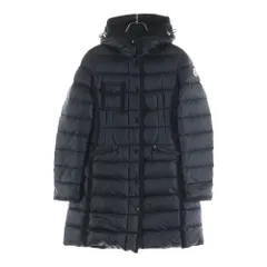 MONCLER (モンクレール) 22AW HERMINE エルミン ワッペンロゴ フーデッド ジップアップ ダウン ロング ジャケット コート ブラック レディース I20931C00042 595FE