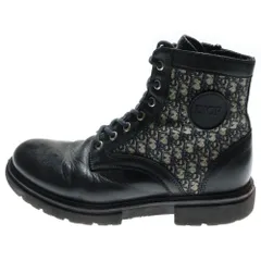 DIOR (ディオール) Explorer エクスプローラー ラバーワッペンロゴ オブリーク柄ジャガード キャンバス レザー レースアップ ショートブーツ シューズ2WBS21SHOD Y38I