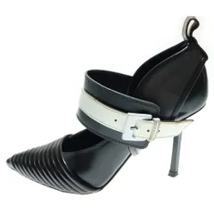 LOUIS VUITTON (ルイヴィトン) モノグラム ベルトデザイン レザー ポインテッドトゥ ヒール パンプス シューズ ブラック レディース