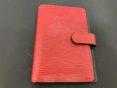 LOUIS VUITTON ルイ・ヴィトン エピ アジェンダPM 手帳カバー レッド系×ブラック 6穴 文房具 事務用品 システム手帳
