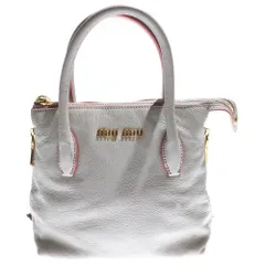 miumiu (ミュウミュウ) マドラス 2WAYハンドバッグ ショルダーバッグ グレー×ピンク レザー ゴールド金具