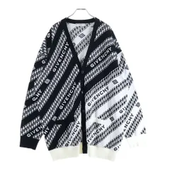 GIVENCHY (ジバンシィ) チェーン ロゴ 総柄ジャガード オーバーサイズ コットンニット 長袖カーディガン ブラック/ホワイト BM90F84Y7Aのサムネイル