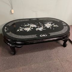 希少 ローテーブル センター テーブル 木彫り 彫刻 ガラステーブル