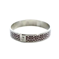 コーチ COACH バングル ブレスレット アクセサリー シグネチャー ロゴ シルバー色 茶 ブラウン ■GY18 /MQ