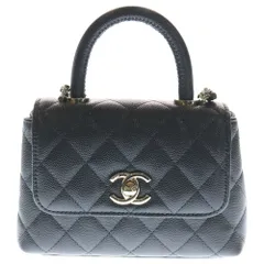 CHANEL (シャネル) マトラッセ ココハンドル エクストラミニ 2way ハンドバッグ ブラック キャビアスキン シルバー金具 AP4244